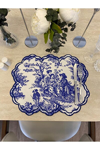 Madeco Home Fransız Vintage Köylü Desen Lacivert Amerikan Servis