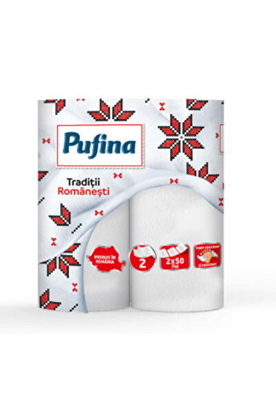 PUFINA Prosop de hartie Traditii Romanesti, 2 Straturi, 2 Role
