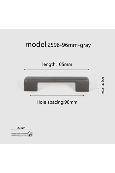 Choice5 1pc 2596-96mm-grey Aluminum alloy cabinet handle, gray wardrobe handl...