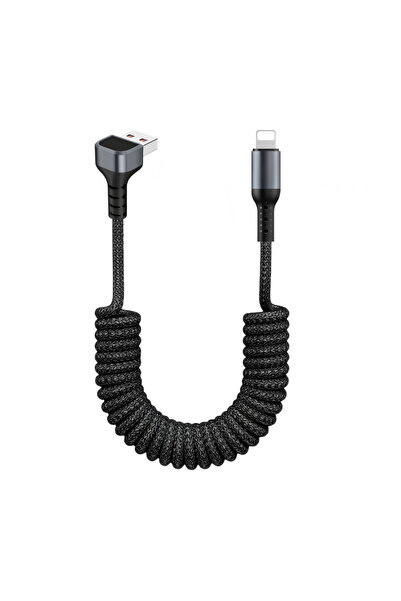 Choice21 كابل USB-A إلى USB-C أسود بطول 1.5 متر، بزاوية 90 درجة، مجدول وقابل ...