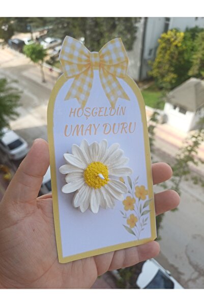 Opulent Accessories Papatya çiçekli kartli mum15 adet, bebek mevlüdü,dogum gu...