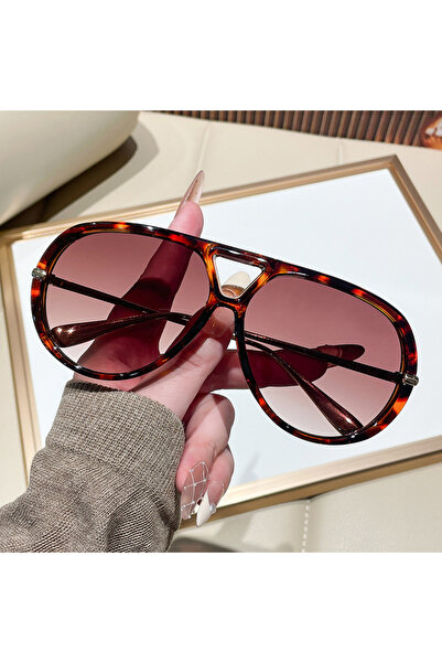 Choice4 leopard Oversized Pilot Sunglasses 2025 New Vintage Double Bridge Sun...