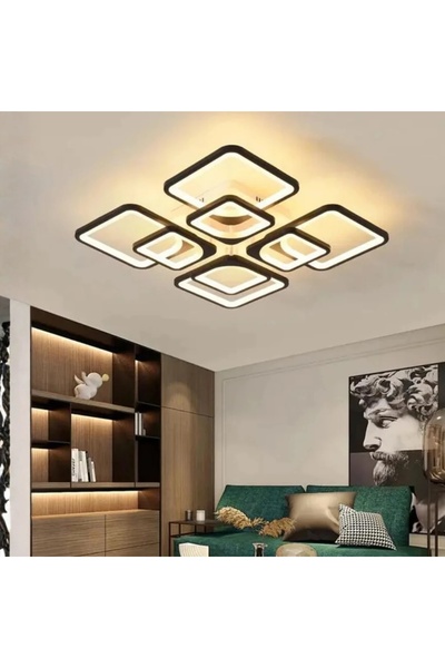 Elektroyou MS72005- 4+4 Modern 3 Renk Ledli Mimari Tasarım Siyah Plafonyer Lü...