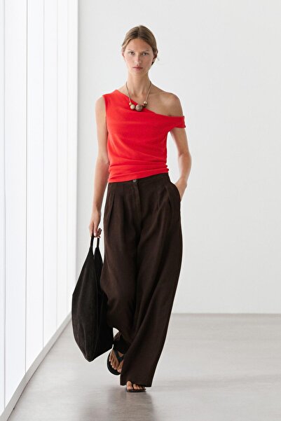 Massimo Dutti Asimetrik tek omuz bluz