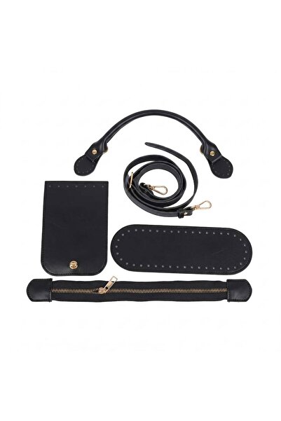 Ritzz Lc Style Faux Leather Bag Set with Gold Accessories - Black