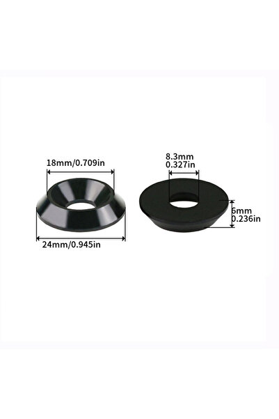 Choice 5pcs Black M8 5/8pcs Tapered Aluminium Alloy Gasket M6 M8 Countersunk ...