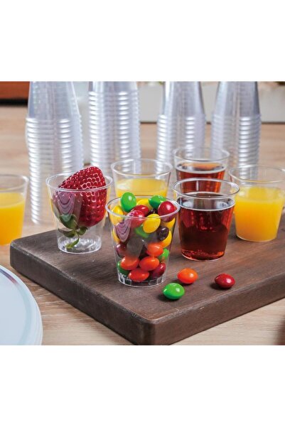 Sunny Your Bright choice Premium Reusable Plastic Shot Cups 1.5oz (45ml) – Disposable Recyclable Mini Party Cups for Drinks, Desserts & Tastings – Pack of 60 (Clear)