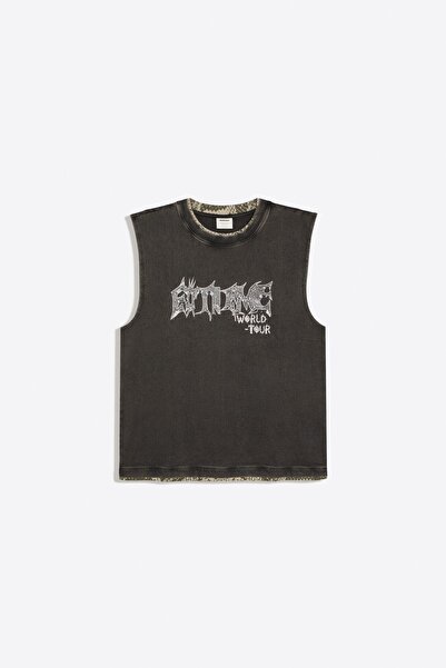 Bershka Yıkamalı worker baskılı t-shirt