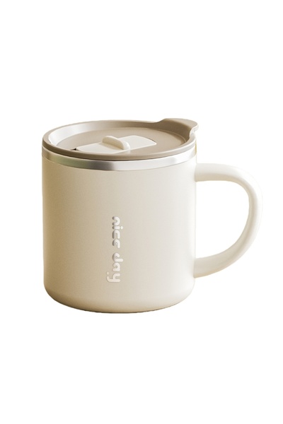 choice2 400ml White 400ml Double Insulated Coffee Mug with Lid Reusable Trave...