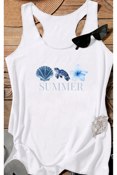 FAVORİST Swimmer Summer Oyster Printed Relax Women's T-Shirt