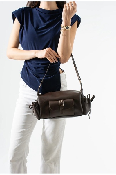 grand coco Women's stylishly designed brown hand and shoulder bag with pocket...