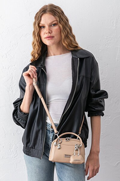 Just Polo Women's Mink Nova Mini Charm Adjustable Strap Hand and Shoulder Bag