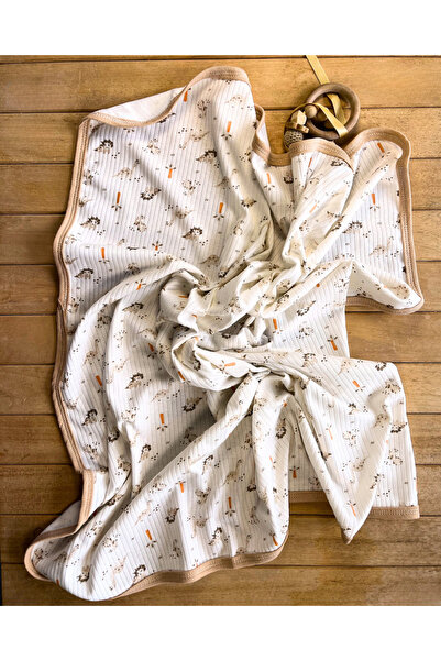 Berço Natural Lion and Carrot Patterned Cotton 80X90 cm Single Layer Combed C...