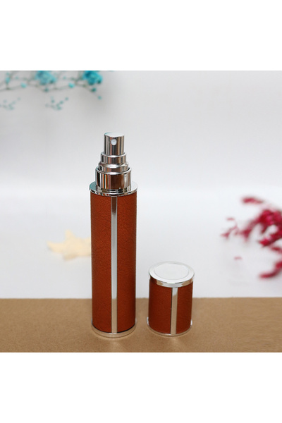 Choice6 زجاجة عطر زجاجية فاخرة مغلفة بالجلد، سعة 10 مل، لون شوكولاتة، محمولة ...