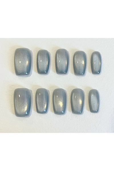 Nailvana Μικρά Χειροποίητα Αυτοκόλλητα Νύχια με Ασημί Λάμψη Ομίχλης