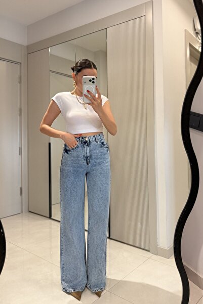 Gizem Ecemiş Kindy Lightblue Wide Leg Jean