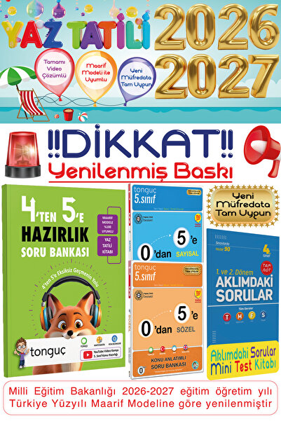 Tonguç Yayınları 4'ten 5'e Hazırlık Kitabı 0'dan 5'e Sayısal Sözel Yaz Tatil ...