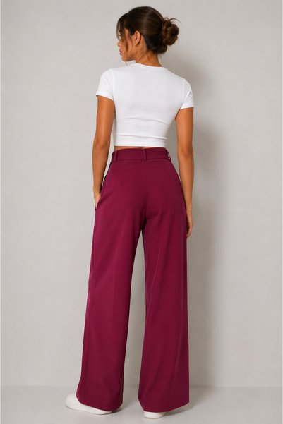 Mys Collection Bordo Palazzo Kumaş Kadın Pantolon