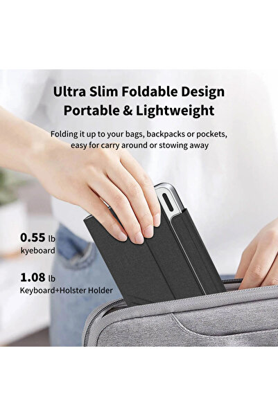Fogy Tüm Tabletler için ve Z Fold Cihazlar için Uyumlu Mag Touchpad Blutooth Standlı Klavye 8inç ve 14.6 inç kadar Destekler