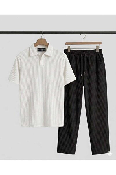 ALİ.COM Ottoman Tissue-Lined Lycra Flexible Fabric T-Shirt and Pants 2-Piece Set