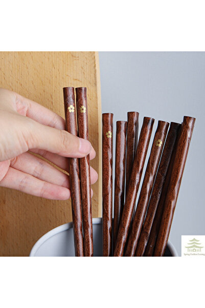 Choice black 5 Pairs Japanese Sushi Chopsticks Natural Wooden Eco-Friendly Re...