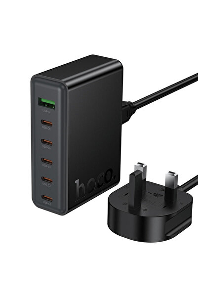 Hoco شاحن سريع C152B GaN بقوة 70 واط 6 في 1 |   شاحن مكتبي متعدد المنافذ USB-...