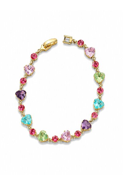 serelya Crystal Stone Heart Cut Mixed Color Gold Color Gema Women's Bracelet