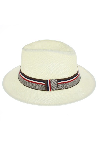 Anoul Sun hat, men, made of paper straw, Anoul, with brown textile band, 58 c...