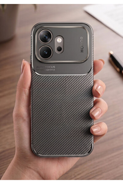 Honor 600 Compatible Case Camera Protected Shock Absorbing Carbon Pattern Colorless Silicone Cover