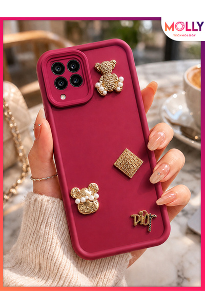 Molly HUAWEİ P40 LİTE İçin Vişne Çürüğü Kenarları Kalın 3d Kabartmalı Gold Be...