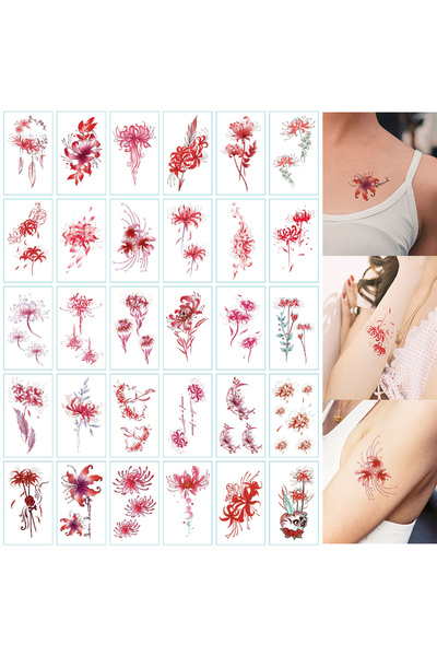 Choice 30Pcs 30Sheets Equinox Flower Pattern Temporary Tattoo Stickers