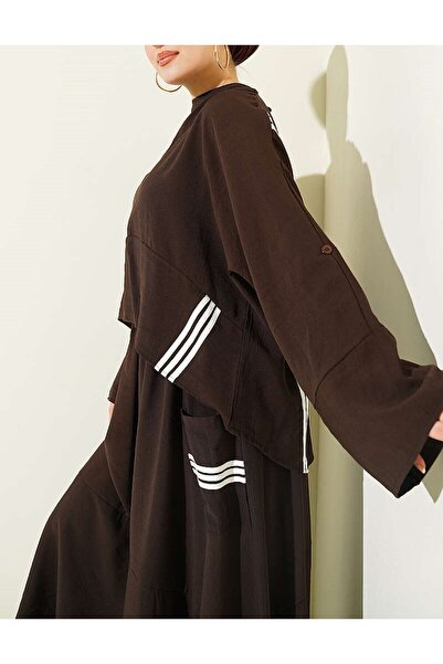 Lavanta Tekstil Asymmetrical Cut Striped Skirt Suit