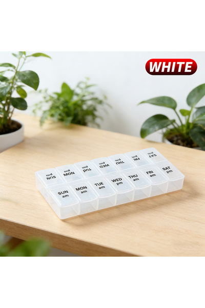 Choice 1PC WHITE 14 Compartments Independent Pill Case Portable Medicine Box ...