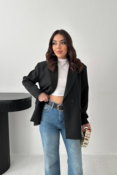 ozelia Black 2-Button Blazer Jacket