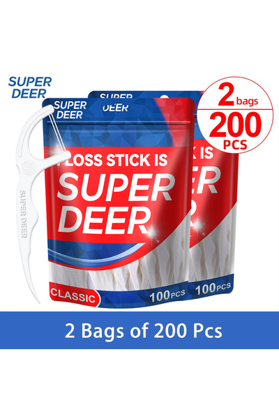 Choice3 2 Bags 200Pcs 1000Pcs Family Size Fawnmum Twin-Line Dental Floss Toot...