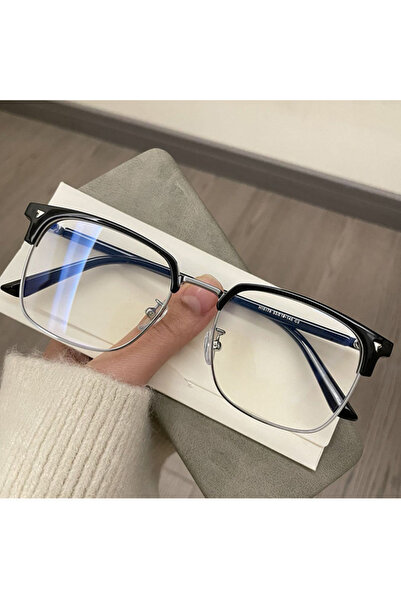 choice2 black sliver Blue Light Blocking Glasses for Men Women Retro Half Fra...
