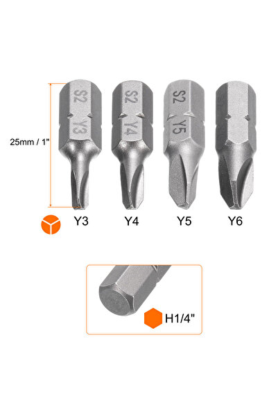 Choice1 25mm 4pcs Y3/Y4/Y5/Y6 Y Type Screwdriver Bits 1/4" Hex Shank S2 Steel...