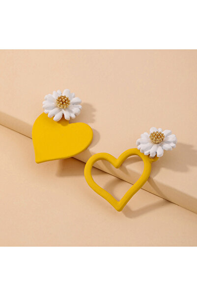 Choice3 1 Sweet Asymmetrical Heart Flower Daisy Dangle Earrings For Women Sty...