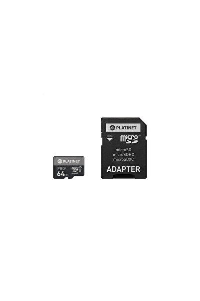 Platinet MICROSDXC SECURE DIGITAL + SD ADAPTER 64GB class10 U3 A1 90MB/s [43999]