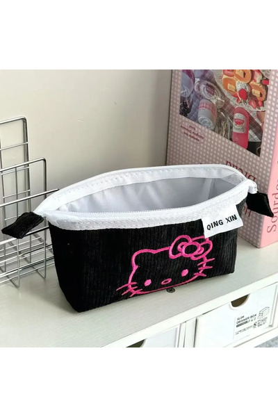 choice2 حقيبة أقلام رصاص من القطيفة باللون الأسود من Fashion Hello Kitty، حقي...