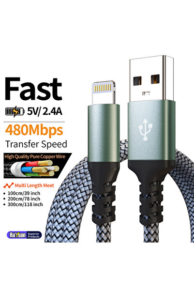 Choice Lightning to USB-A 3m Grey [MFi Certified] 10FT 3m USB A to Lightning ...