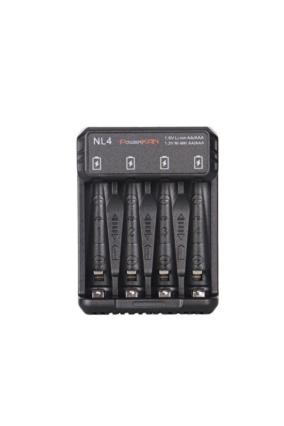 Choice شاحن بطاريات ذكي NL4 POWERKAN بـ 4 فتحات لبطاريات 1.2 فولت Ni-MH وNi-C...
