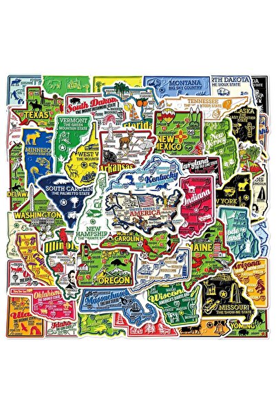 Choice 50PCS 50Pcs United States Travel City Map DIY Waterproof Stickers for ...