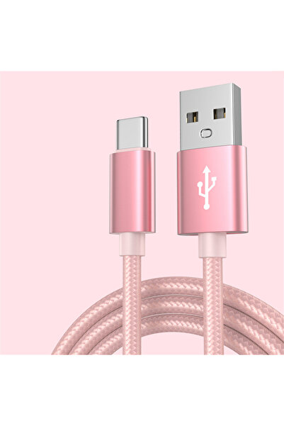 Choice كابل USB نوع C سريع الشحن مجدول باللون الوردي بطول 2 متر لهواتف آيفون ...