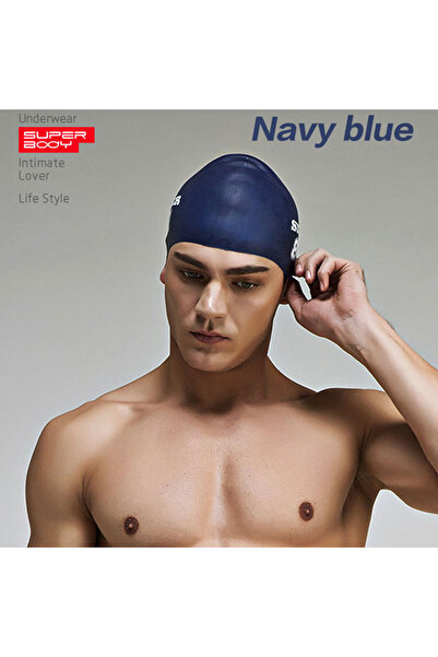 choice2 navy blue Summer water man swimming caps silicone boys new blue bathi...