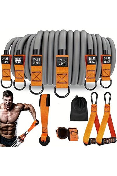 Choice Orange Resistance strap with handle: used for muscle training, strengt...