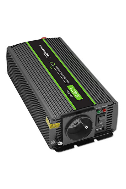 Qoltec Invertor de tensiune monolitic |   600W |   1200W |   12V la 230V |   ...