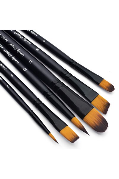 Choice 6pcs Black Brushes 6/24pcs Acrylic Paint Brushes Set Different Nylon T...