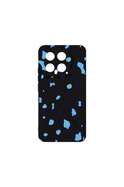 bestcase Премиум силиконов калъф, съвместим с Xiaomi 14, син леопардов десен,...