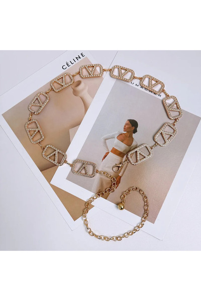 Choice1 Bandai c2 2026 New Fashion Diamond Metal Waist Chain Women Belt Desig...